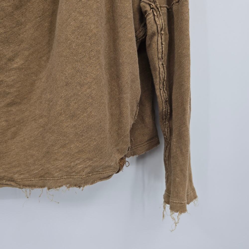 We The Free Women's Linen Blend Cowl Drape Neck Boxy Oversized Top Brown XL - Picture 6 of 11